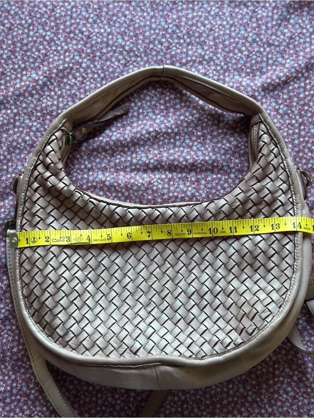 Sundance Telluride leather Woven Hobo Bag in Blush pink